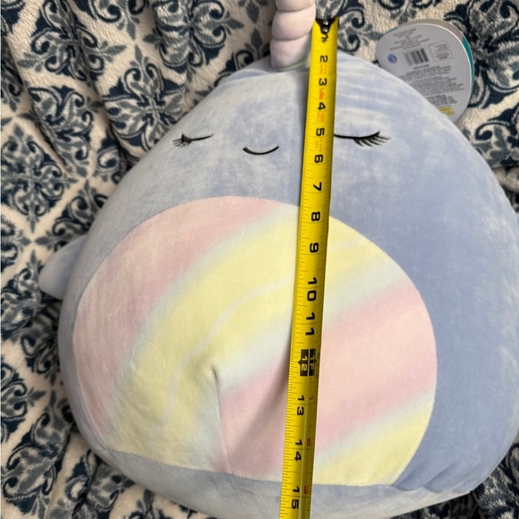 Squishmallow Naomi Plush Narwhal Pillow - Blue and Pastel Sz Large New with Tags - Picture 11 of 12